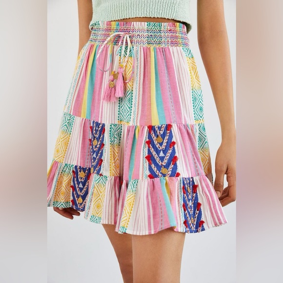 Anthropologie Skirts Verb By Pallavi Singhee Page Tiered Mini Skirt Stretch Waist With